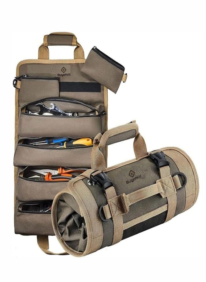 BUYOHLIC Heavy Duty Roll-Up Tool Bag - Water-Resistant, Multi-Purpose Organizer with Detachable Zipper Pouches for Technicians & Mechanics - Image 1
